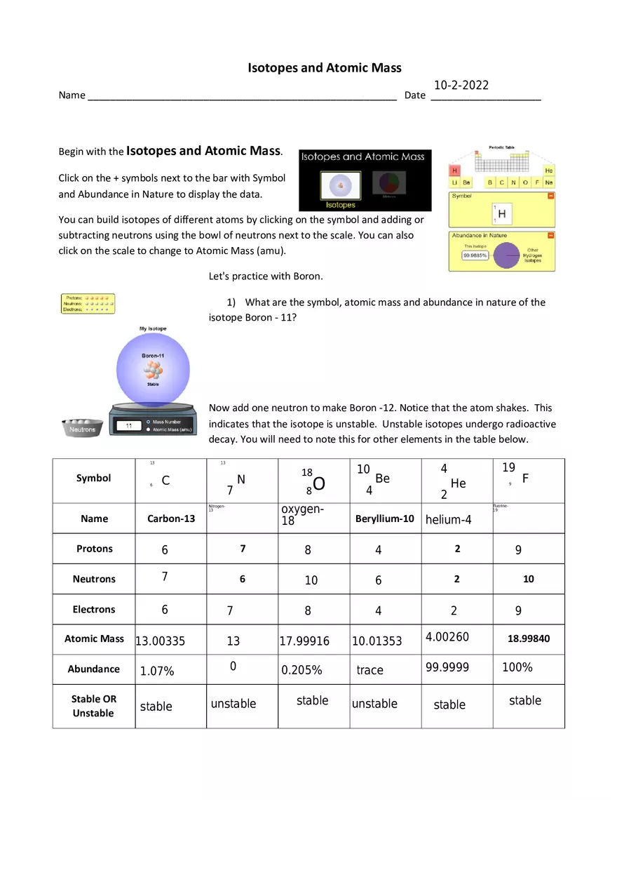Isotopes and Atomic Mas - Page 1