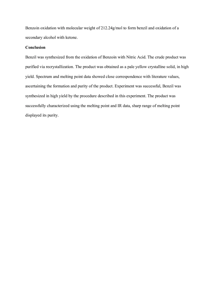 Benzil by Oxidation of Benzoin with Nitric Acid - Page 4