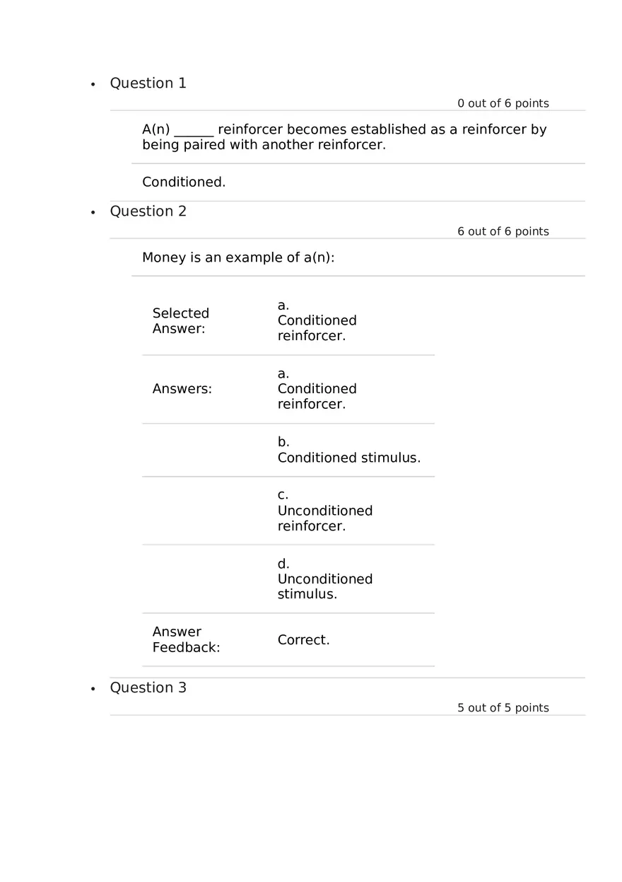 Which of the Following is the Best Example of a Conditioned Reinforcer - Page 1