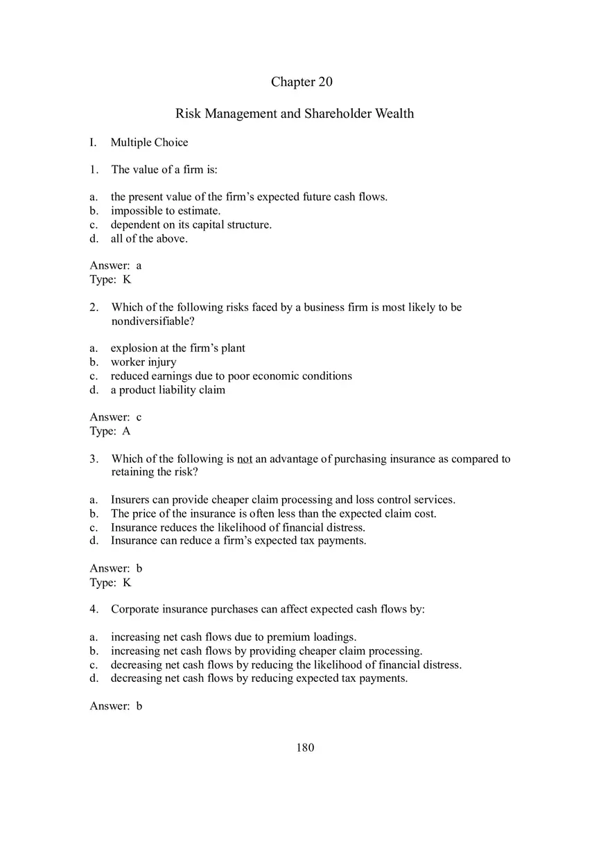 Chapter 20 Risk Management and Shareholder Wealth - Page 1