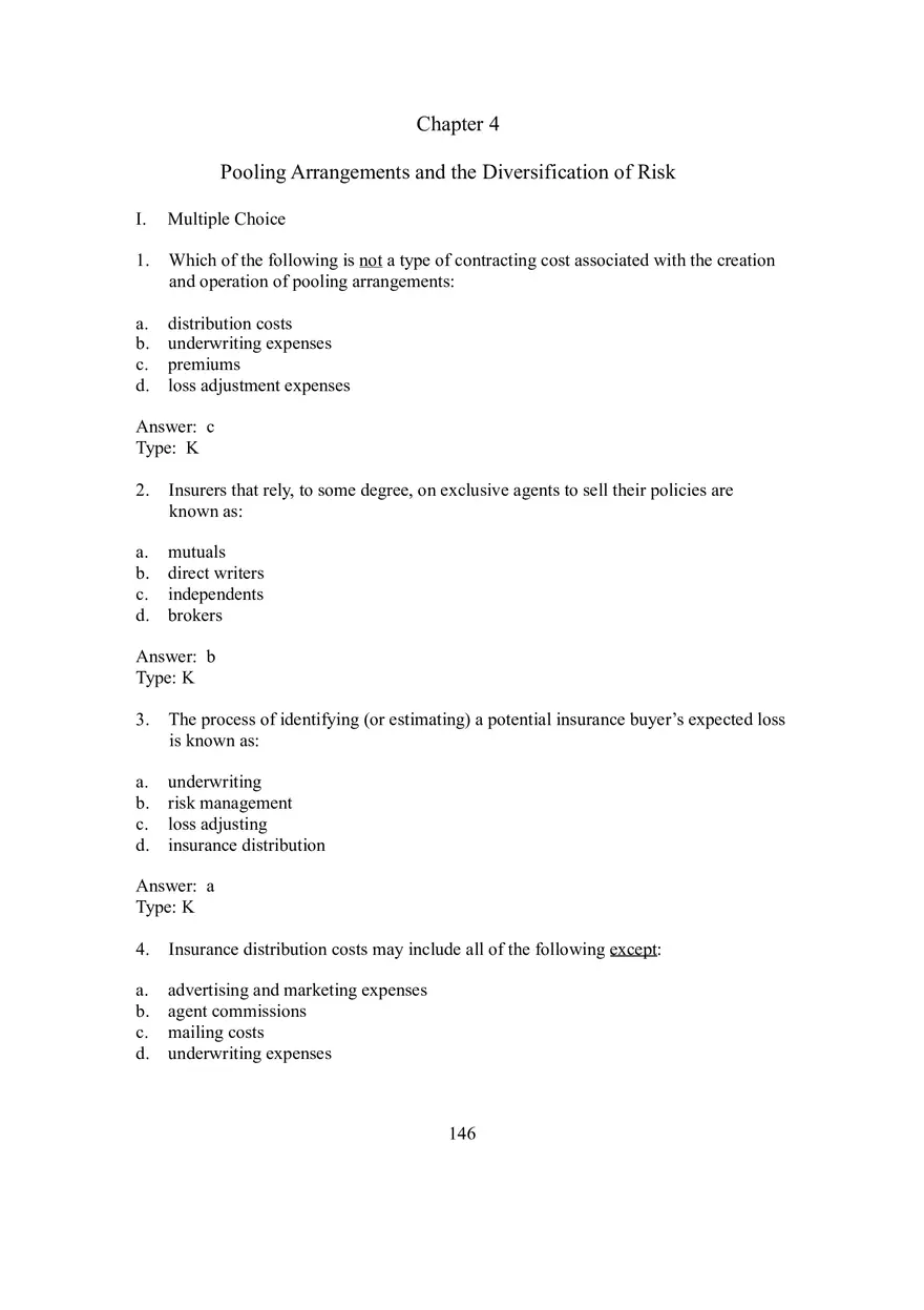 Chapter 4 Pooling Arrangements and the Diversification of Risk - Page 1