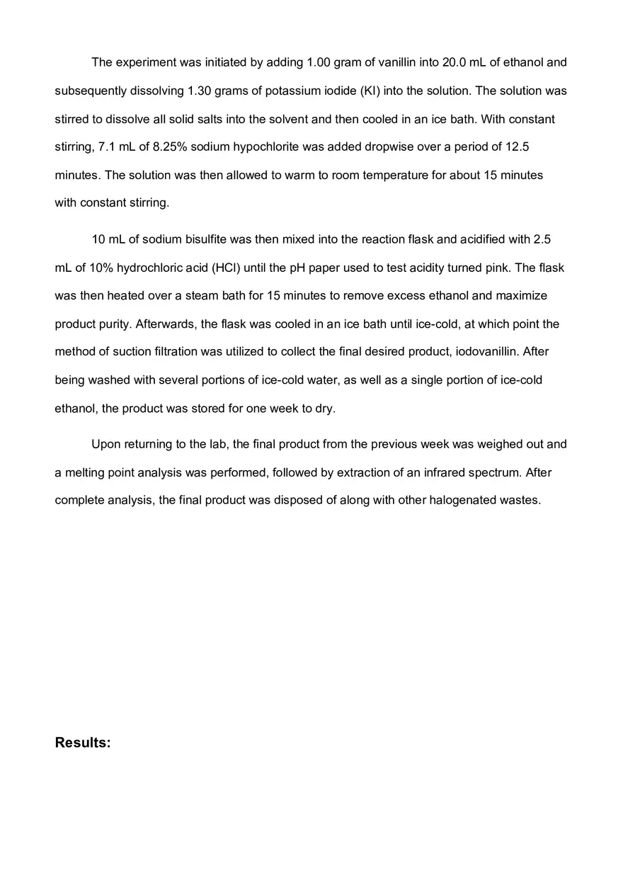 Electrophilic Aromatic Iodination of Vanillin - Page 7