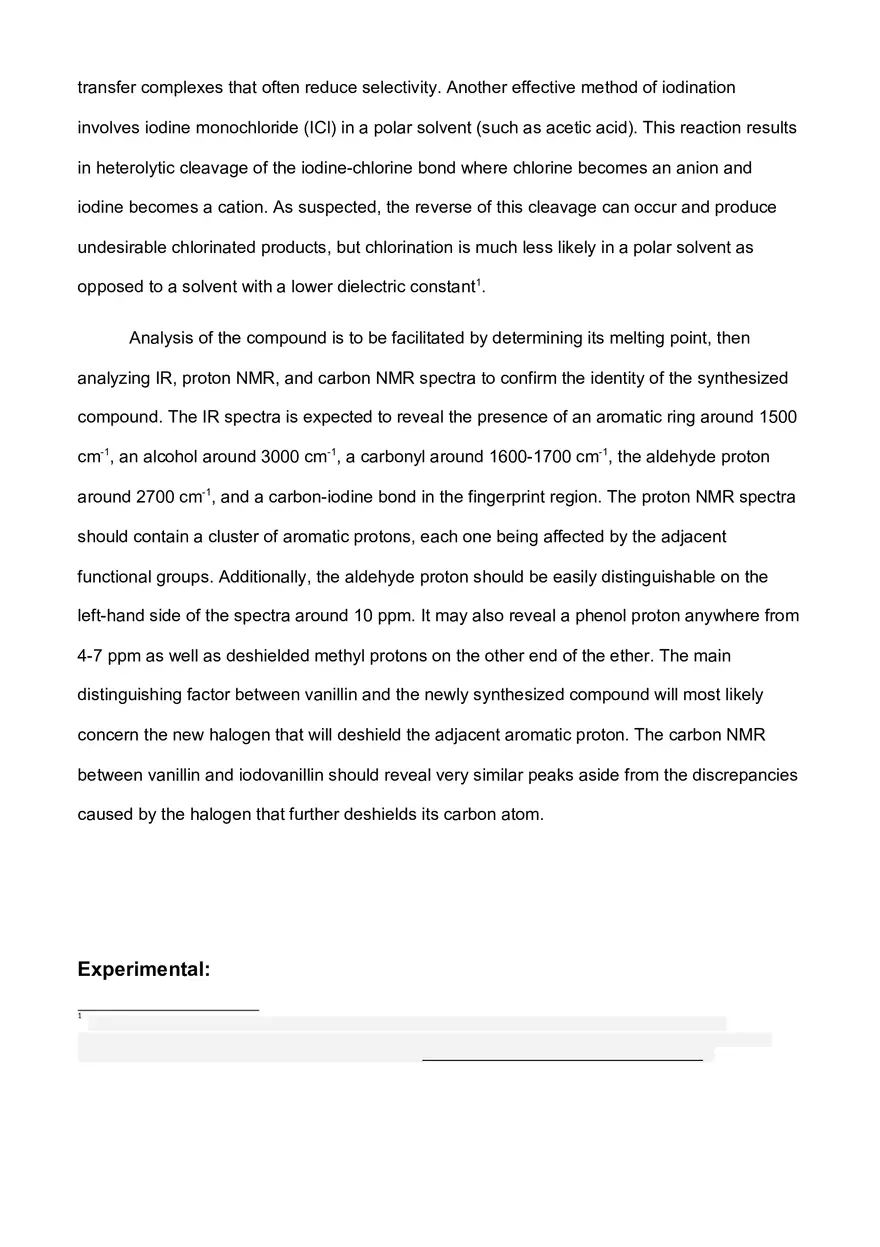 Electrophilic Aromatic Iodination of Vanillin - Page 6