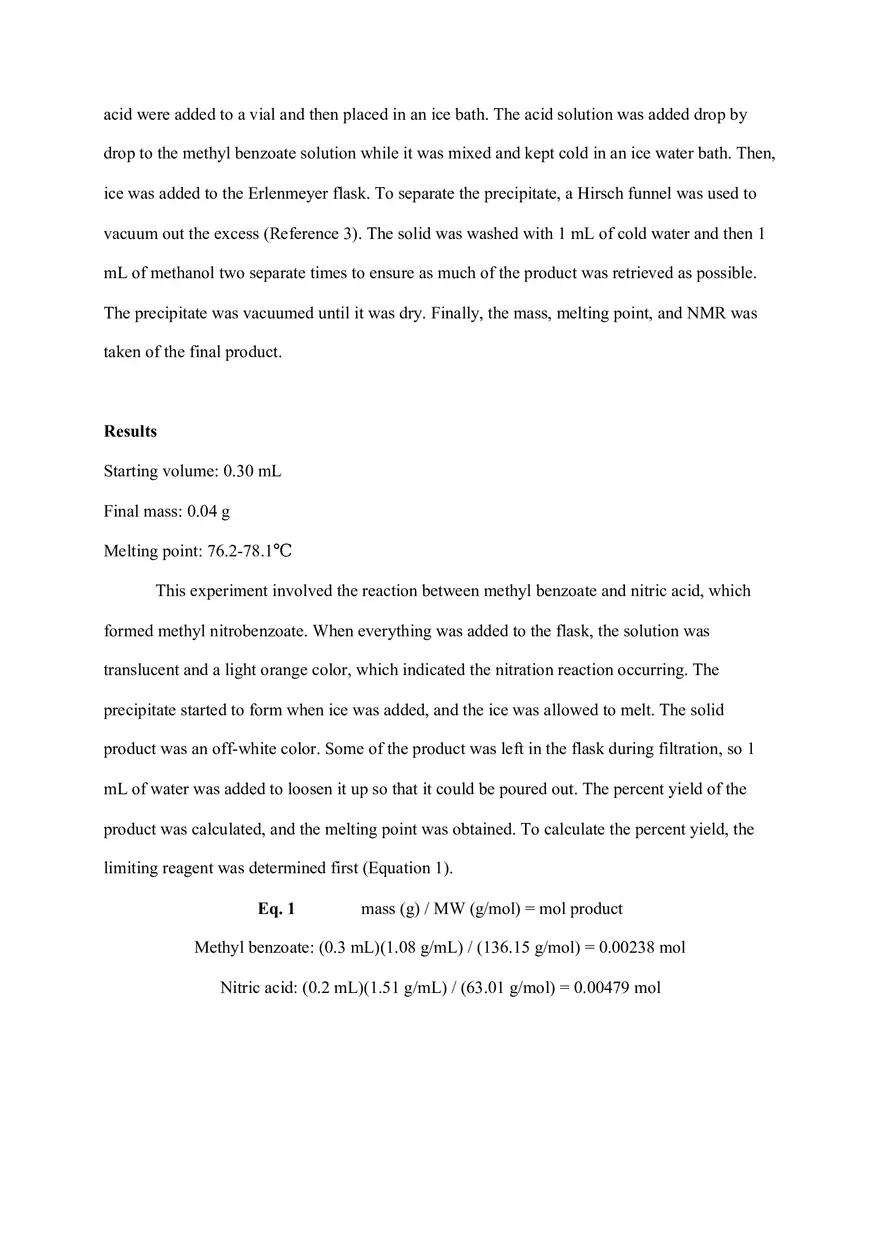 Nitration of Methyl Benzoate Lab - Page 3
