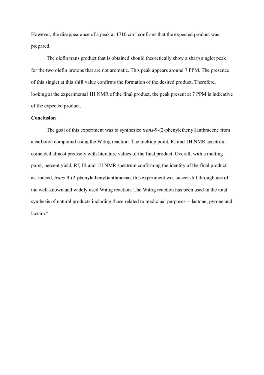Wittig Reaction – Synthesis of trans-9-(2-phenylethenyl) - Page 9
