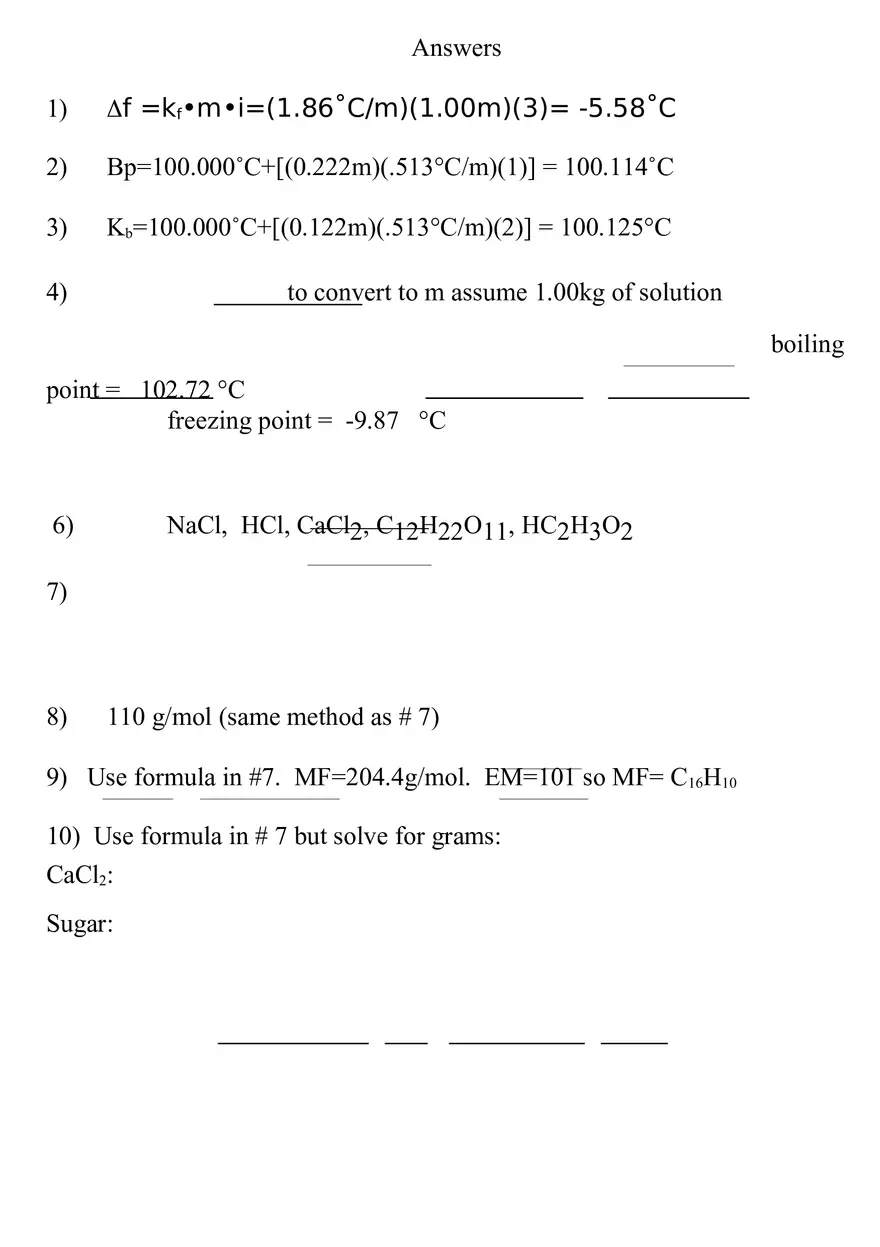 Colligative Properties Worksheet - Page 3