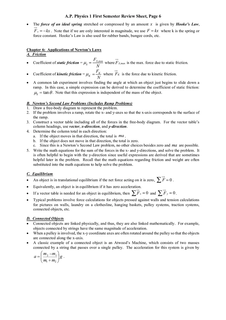 AP Physics 1 Review Sheet - Page 10