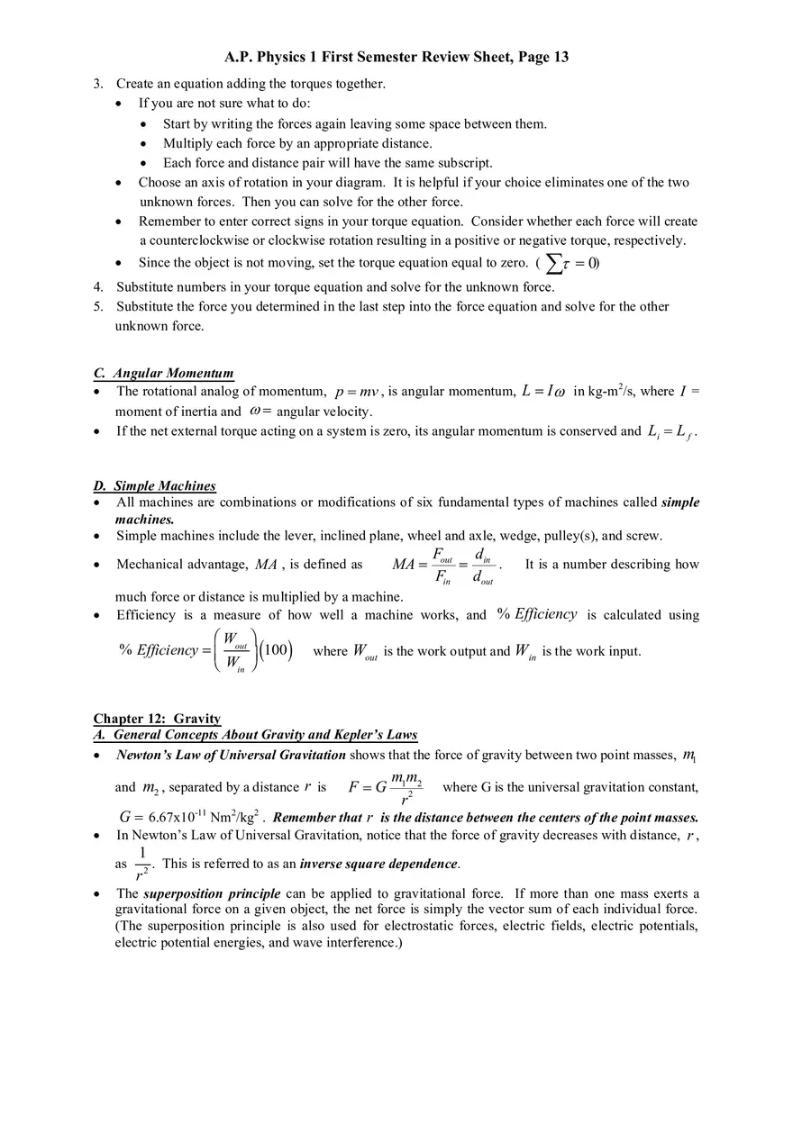 AP Physics 1 Review Sheet - Page 5