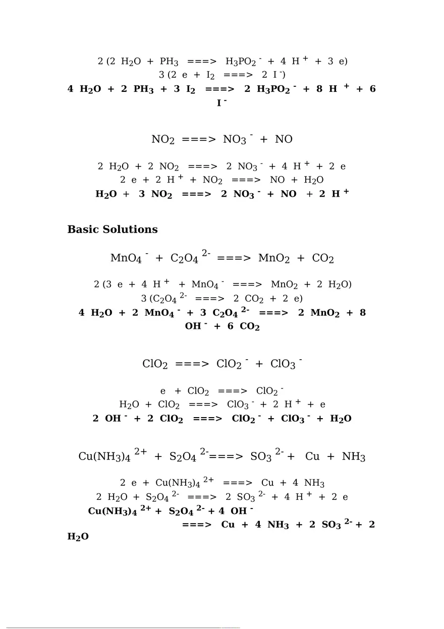 Balancing Redox Reactions Worksheet - Page 2