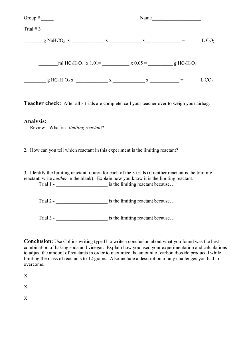 Stoichiometry Air Bag Lab - Page 3