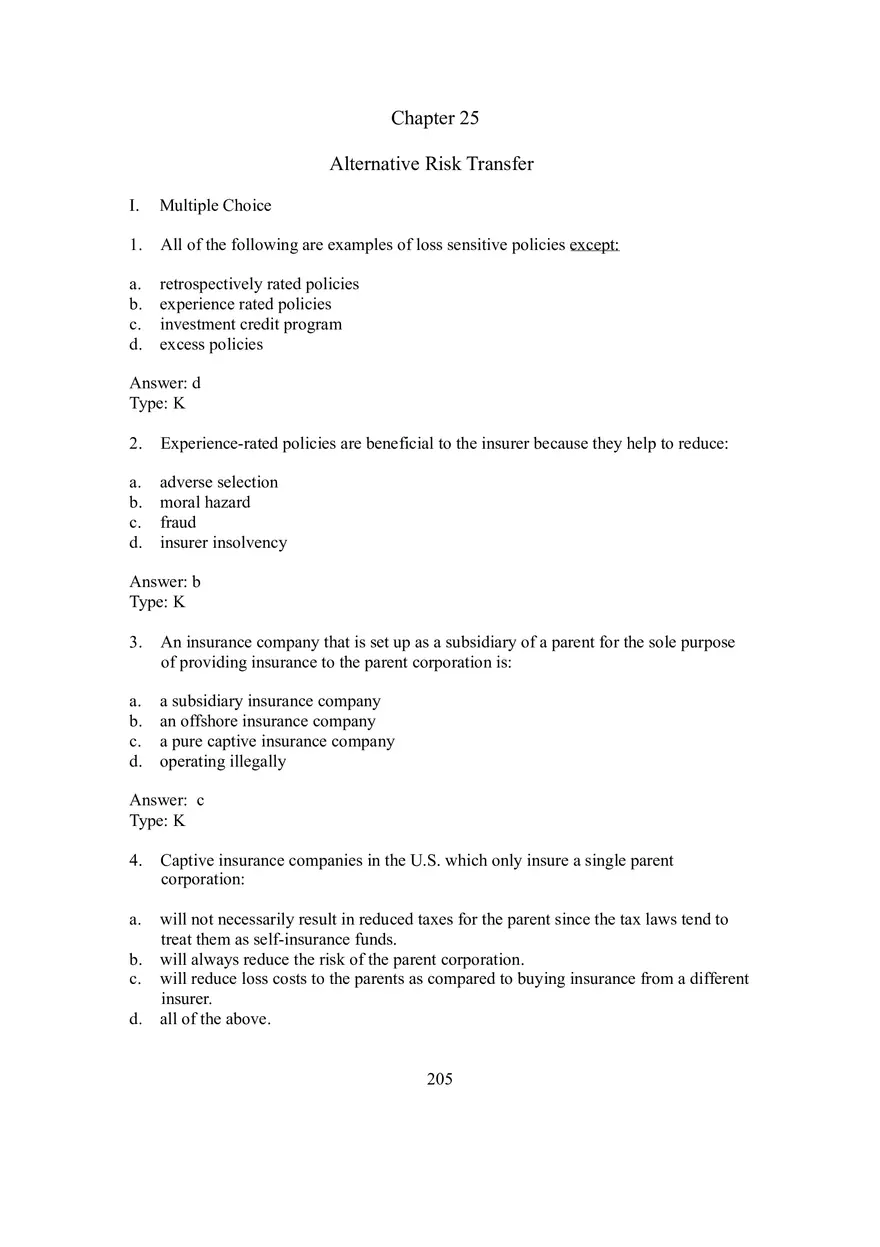 Chapter 25 Alternative Risk Transfer - Page 1