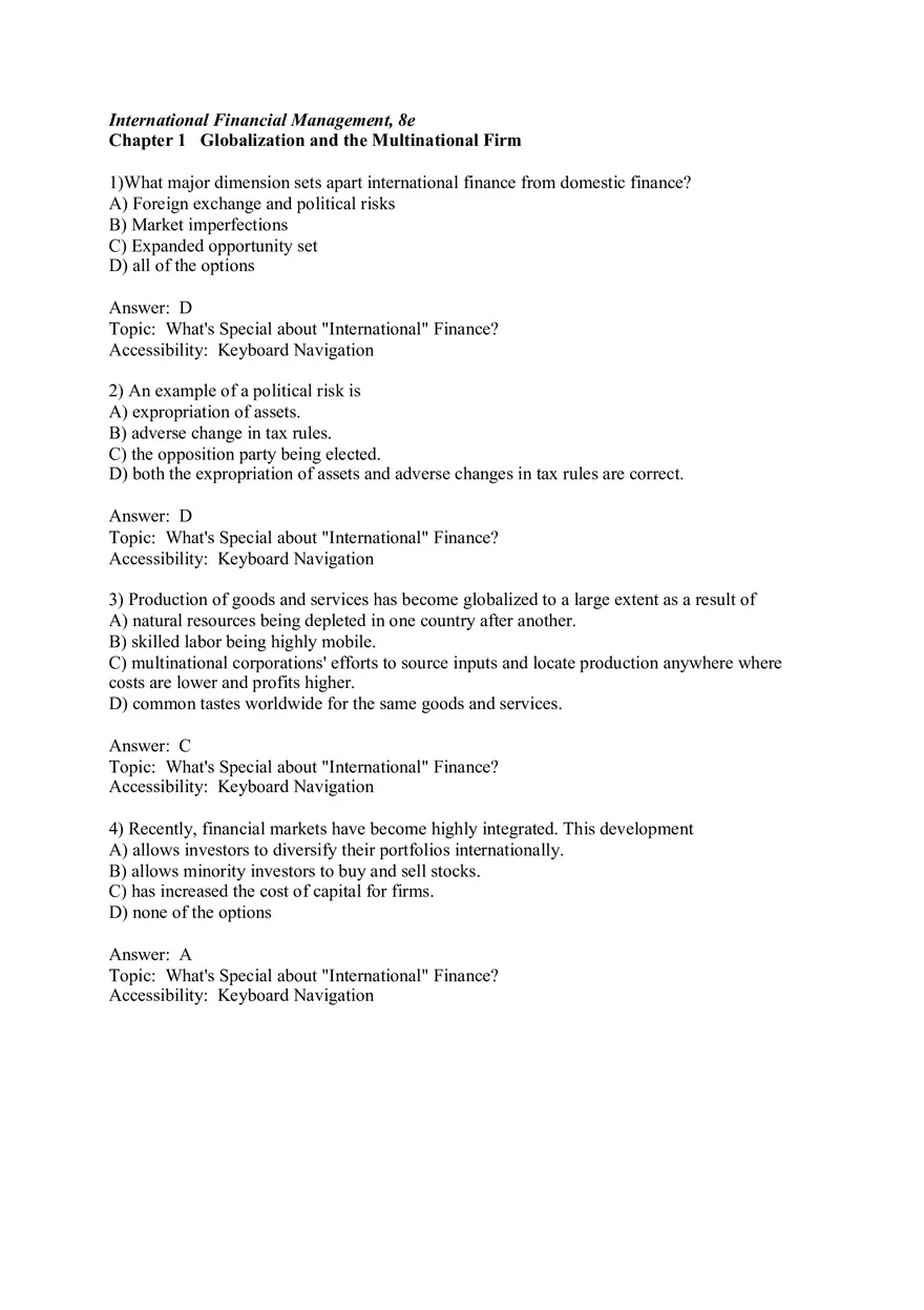 Chapter 1 Globalization and the Multinational Firm Answers 1 - Page 1