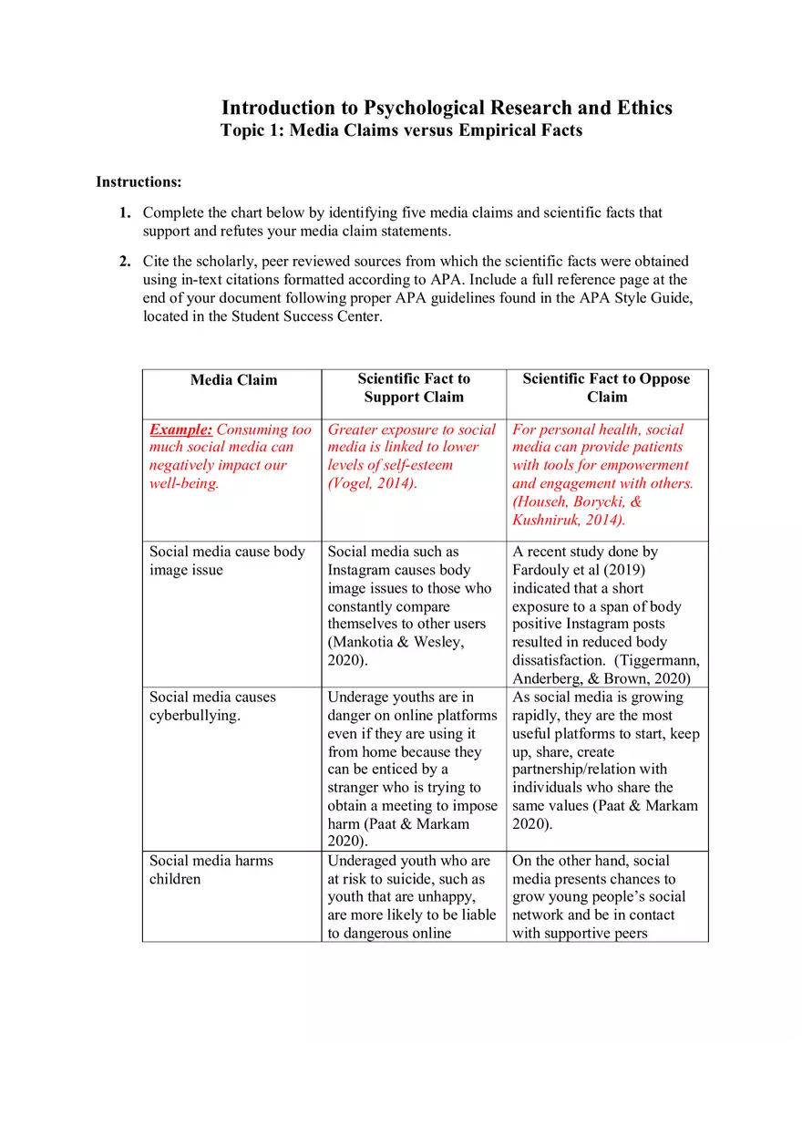 Topic 1 Media Claims versus Empirical Facts - Page 1