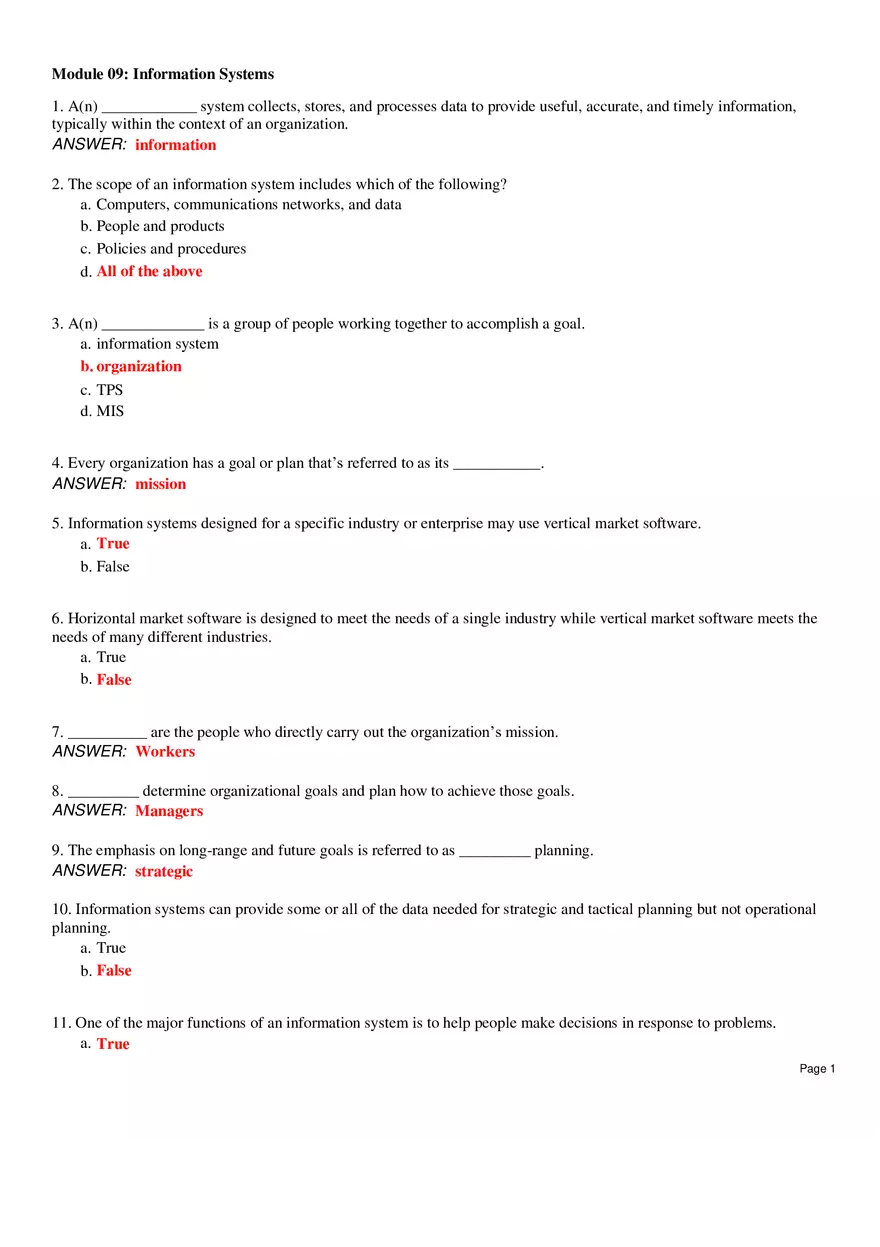 Module 09 Information Systems - Page 1