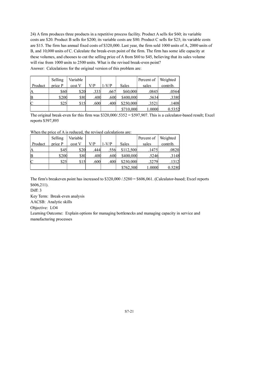Section 3  Break-Even Analysis - Page 7