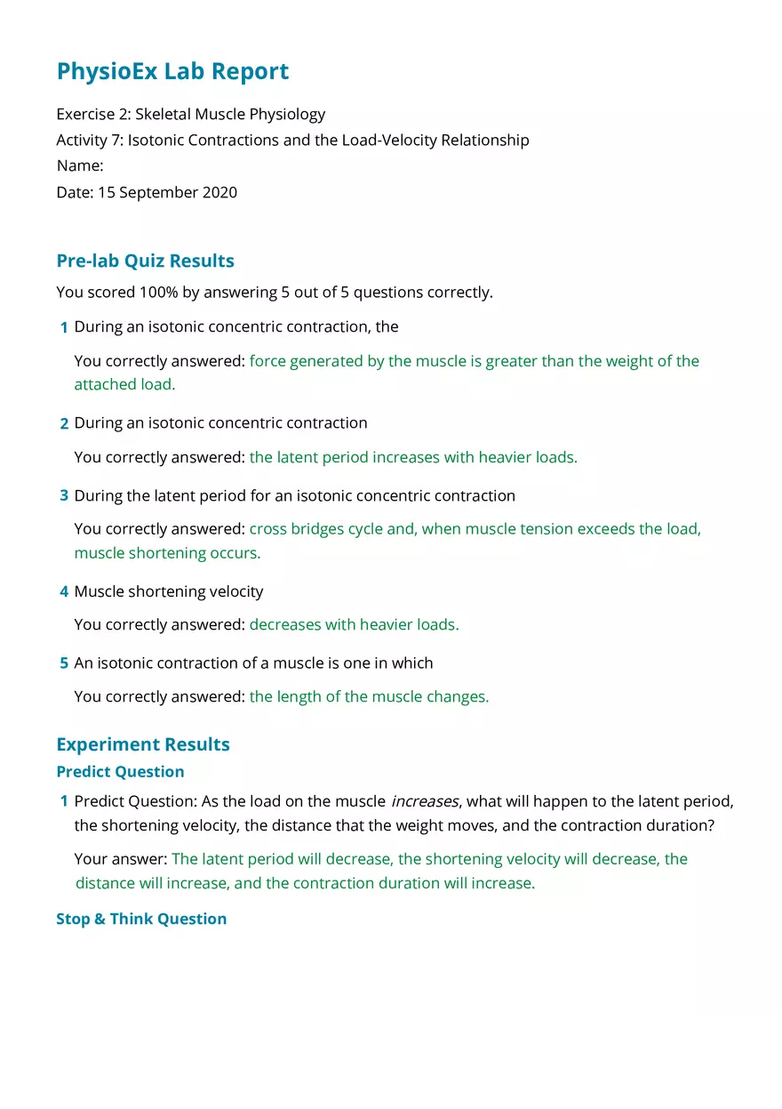 Isotonic Contractions and the Load-Velocity Relationship - Page 1