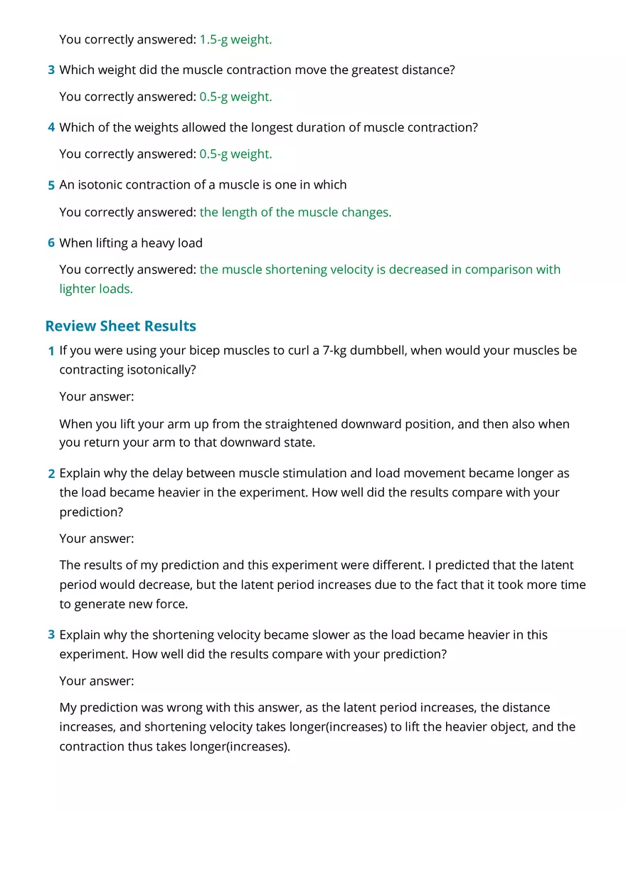 Isotonic Contractions and the Load-Velocity Relationship - Page 4
