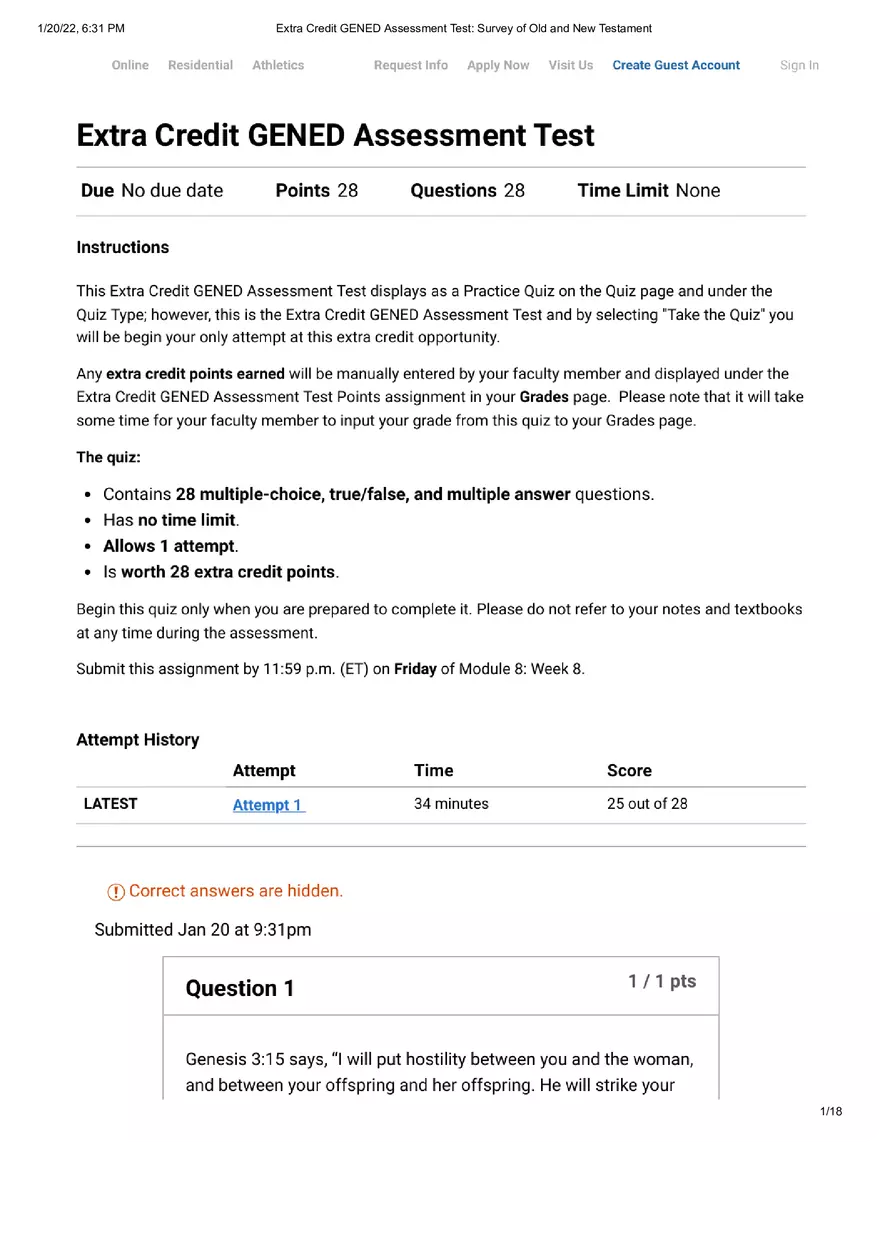 Test Survey of Old and New Testament - Page 1