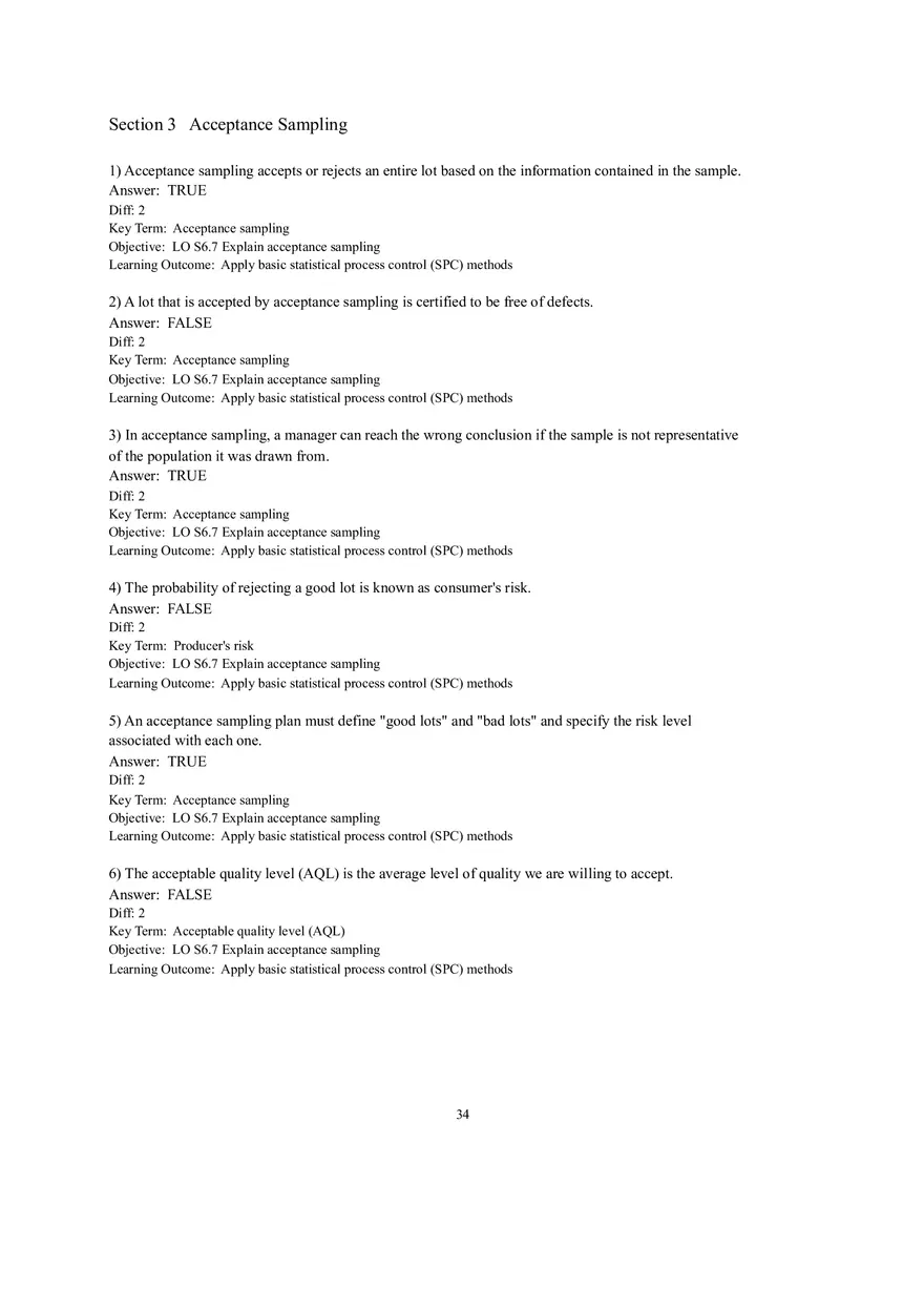 Section 3  Acceptance Sampling - Page 1