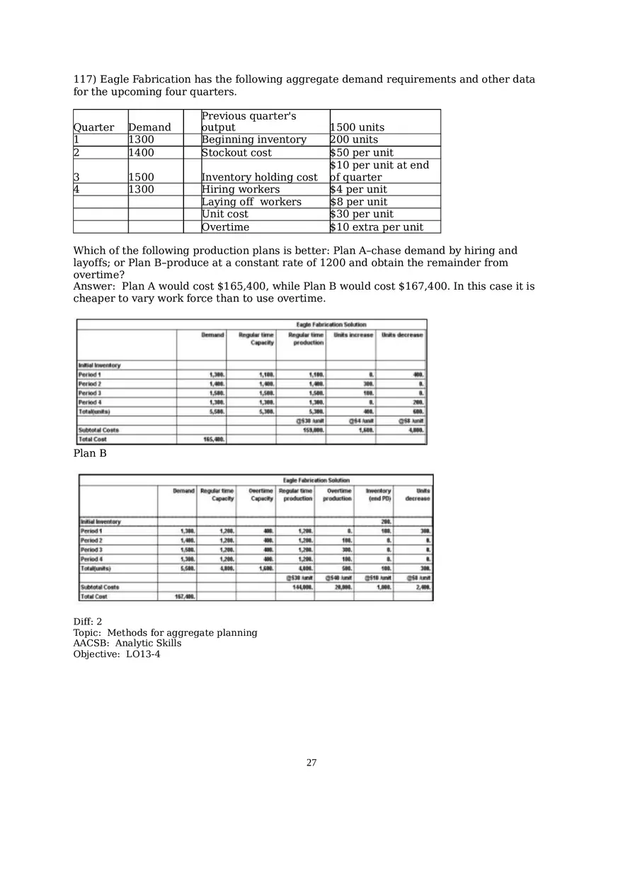 Chapter 13  Aggregate Planning Essay 1 - Page 8