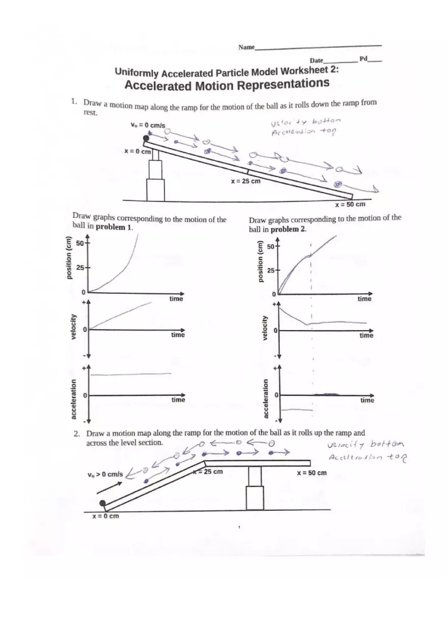 Accelerated Motion Representations Worksheet 2 - Page 1