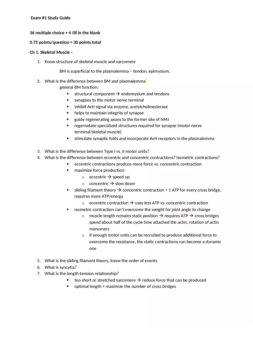 Human Anatomy and Physiology Exam 1 Study Guide - Page 1