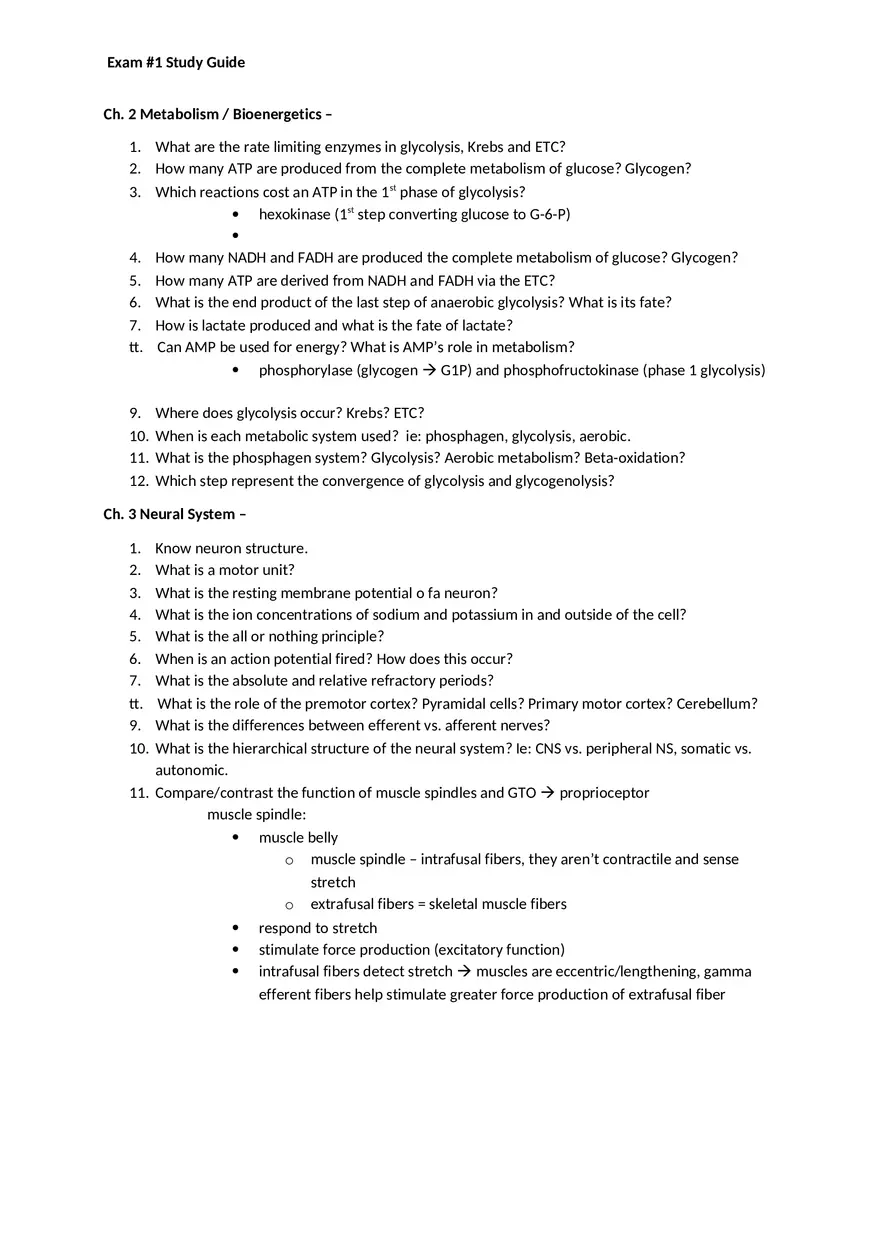 Human Anatomy and Physiology Exam 1 Study Guide - Page 2