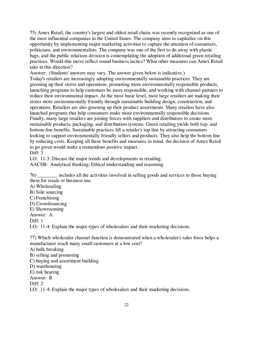 Chapter 11 Retailing and Wholesaling Answers Part 2 - Page 12