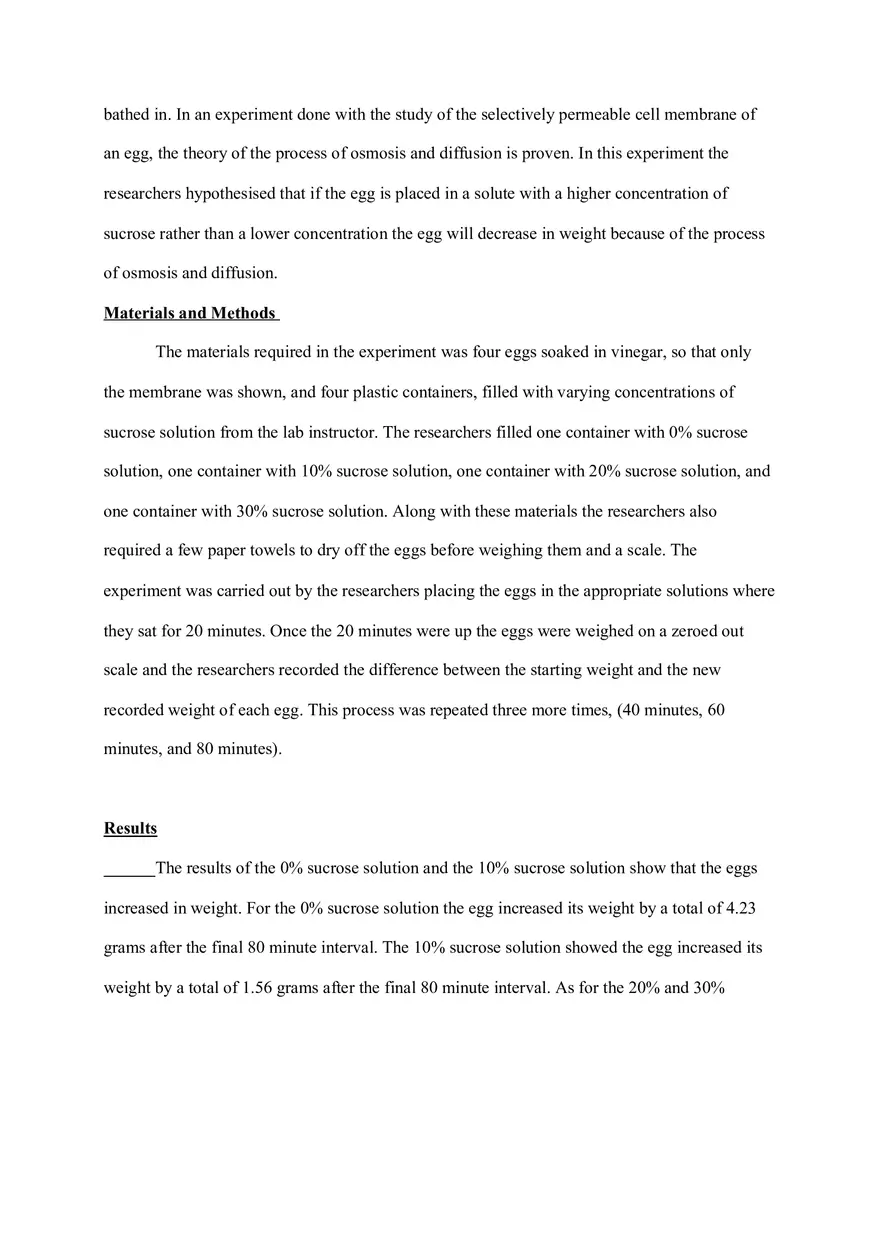 Lab Report Osmosis and Diffusion - Page 2