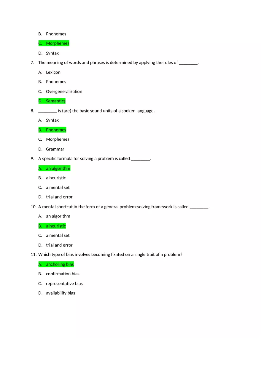 Psychology Unit 1 Review Questions - Page 2