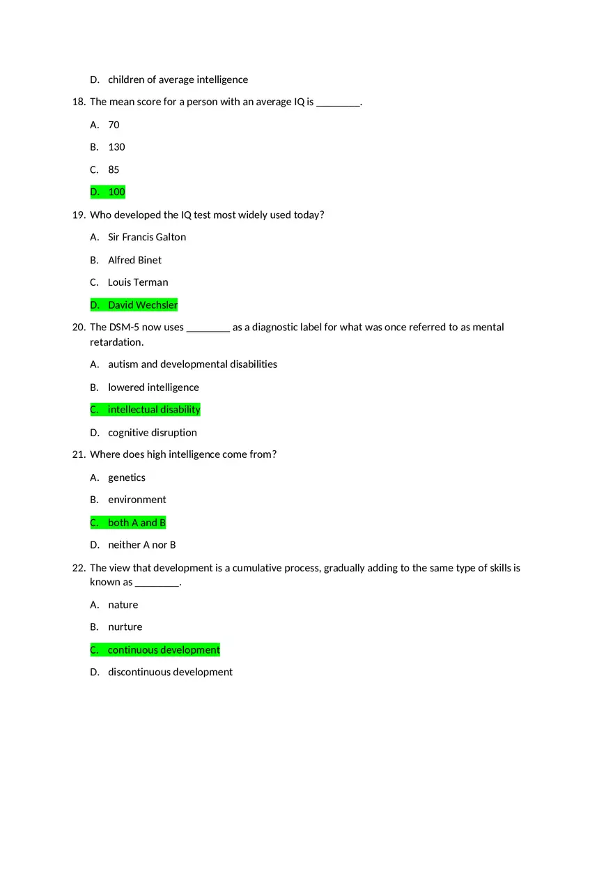Psychology Unit 1 Review Questions - Page 4