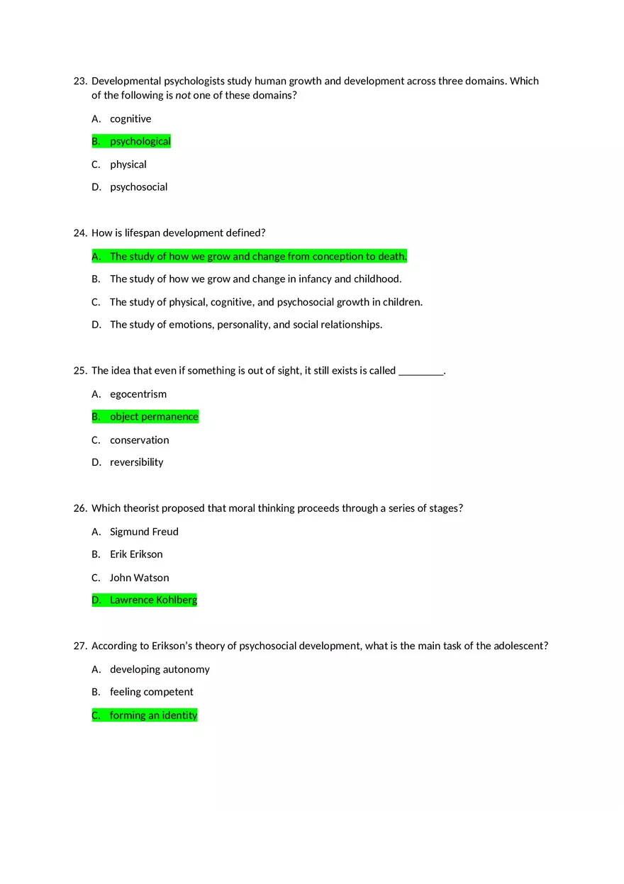 Psychology Unit 1 Review Questions - Page 5