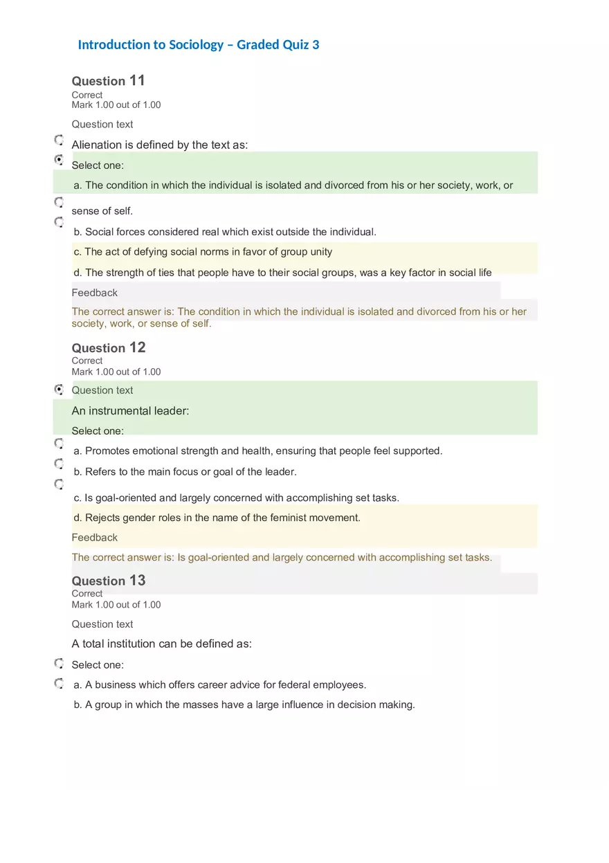 Introduction to Sociology – Graded Quiz 3 - Page 9