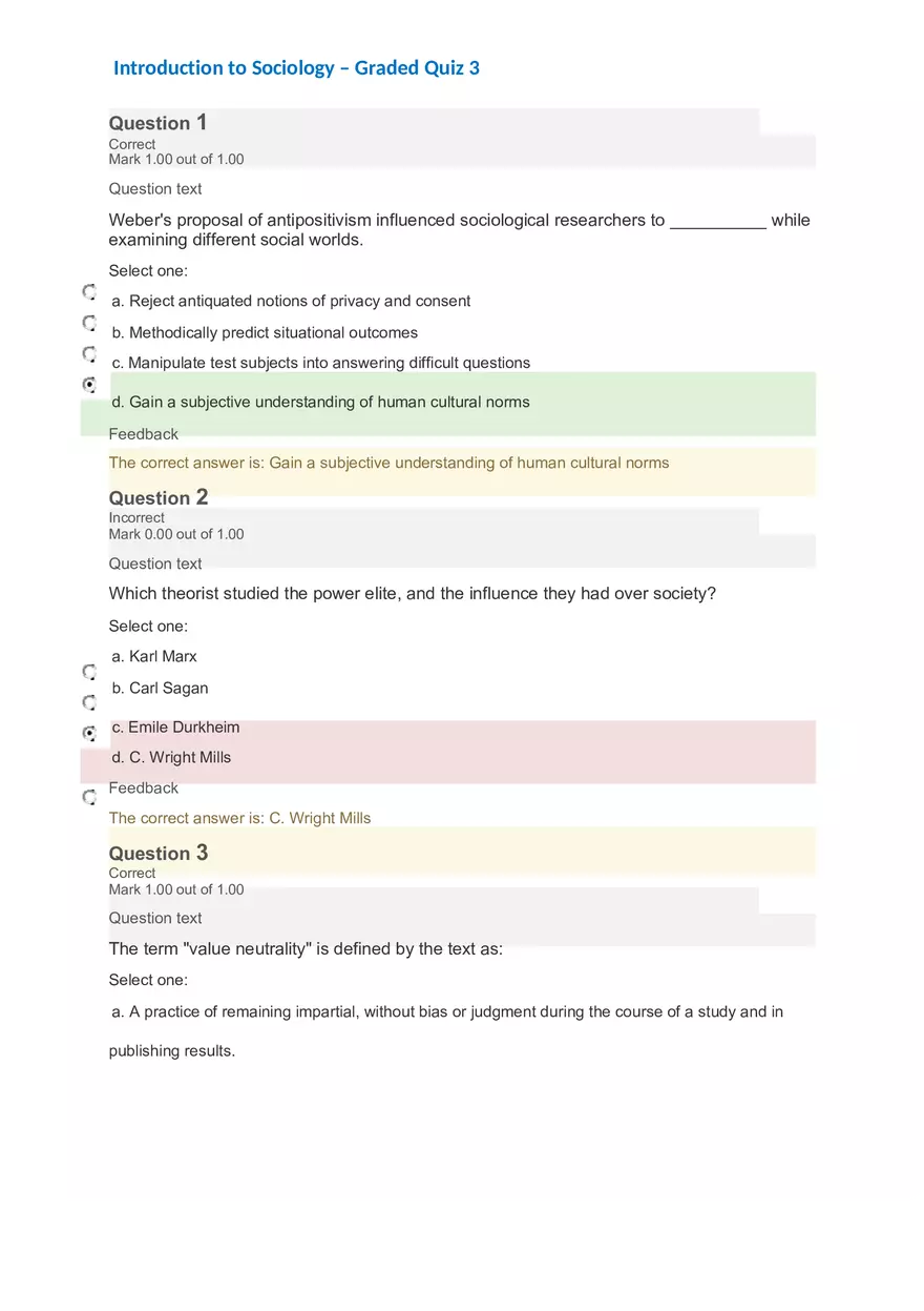 Introduction to Sociology – Graded Quiz 3 - Page 1