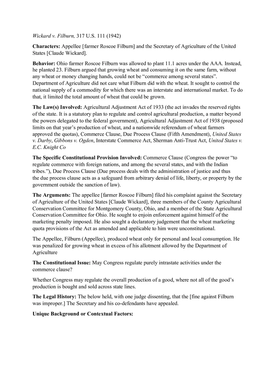 Wickard v. Filburn - Page 1