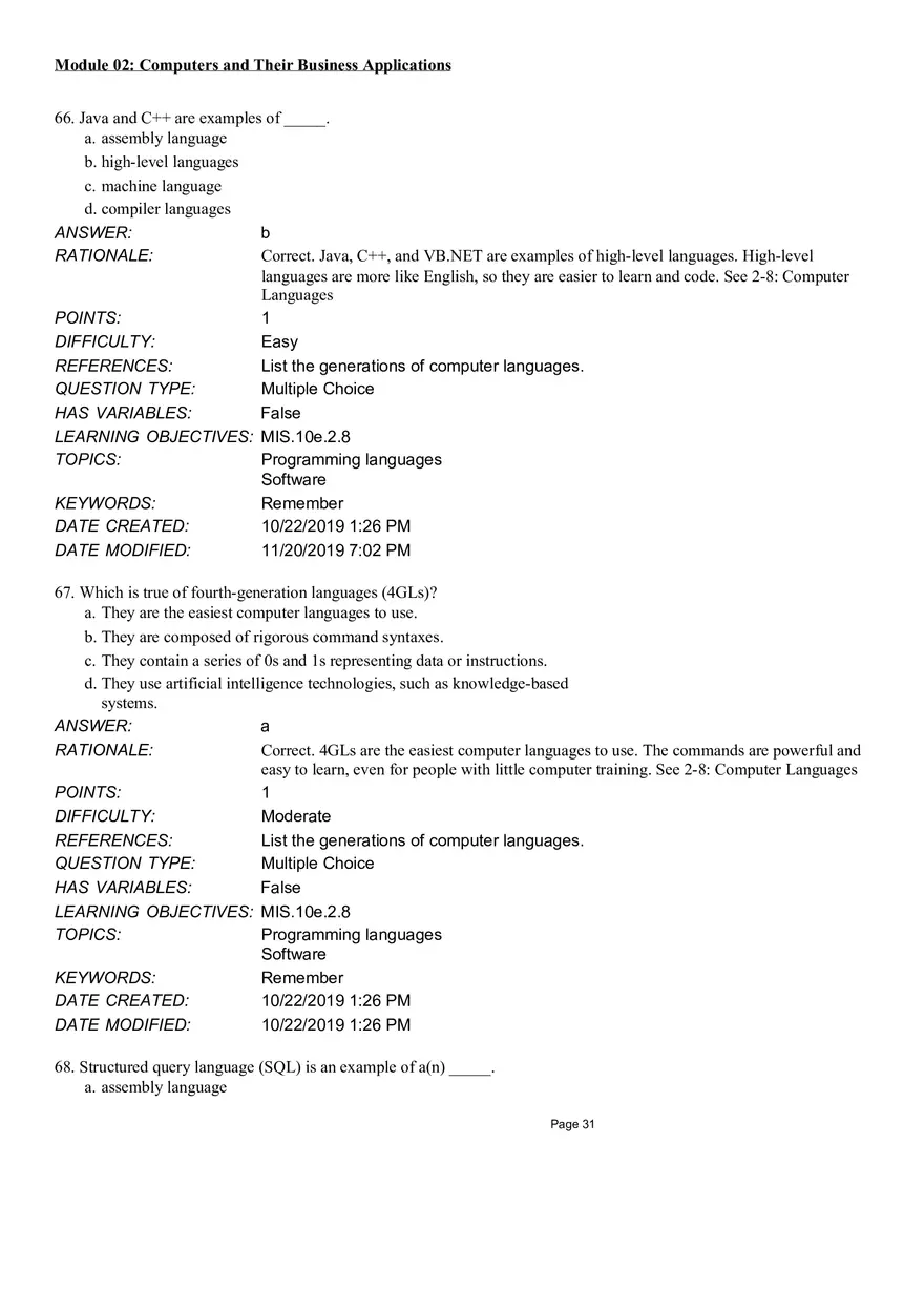 Computers and Their Business Application Multiple Choice Part 1 - Page 1