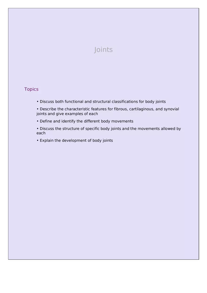 Human Anatomy and Physiology Joints - Page 1