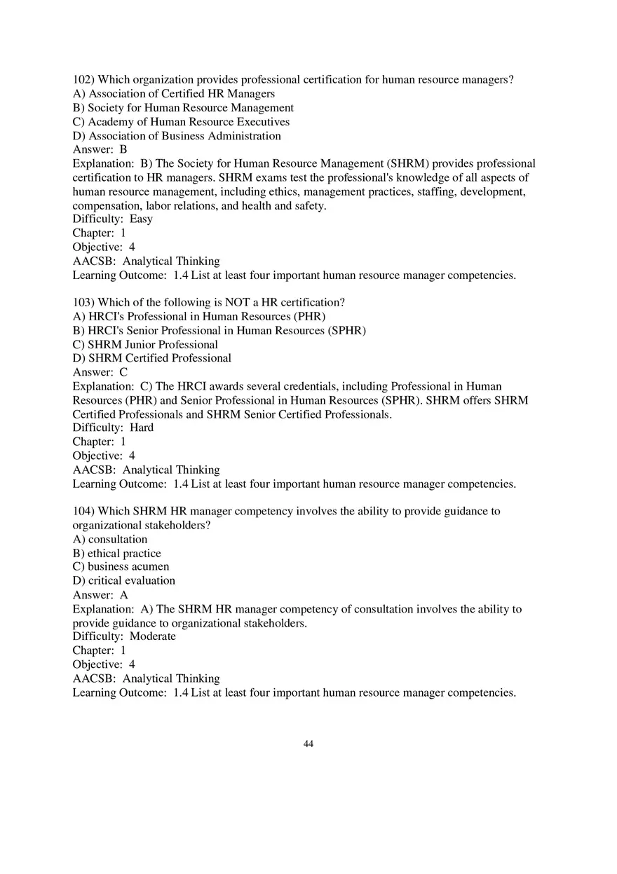 Chapter 1 Introduction to Human Resource Management Multiple Choice 5 - Page 2