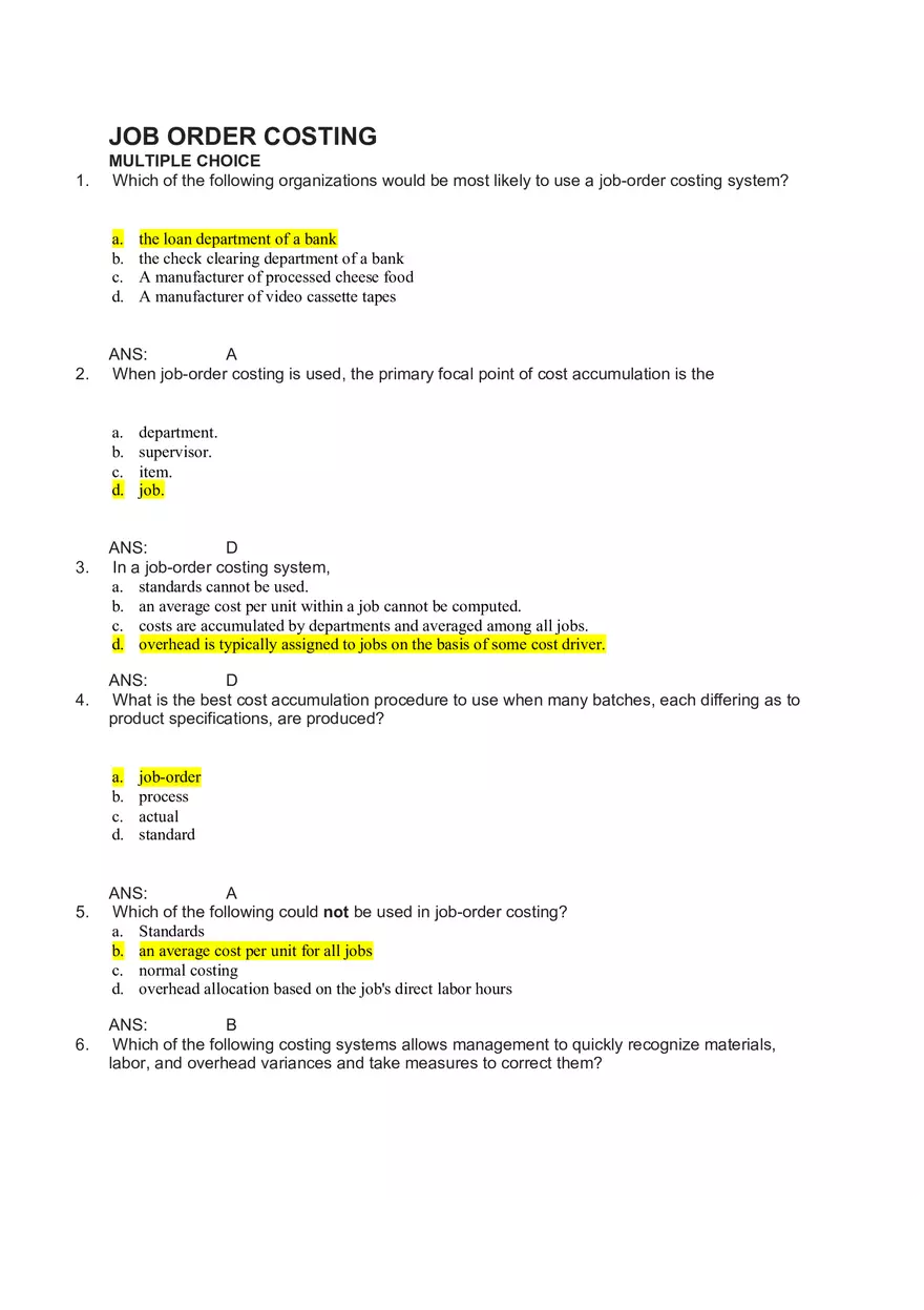 Job Order Costing - Page 1