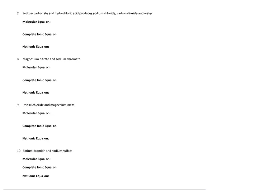 Net Ionic Equation Worksheet - Answers - Page 3