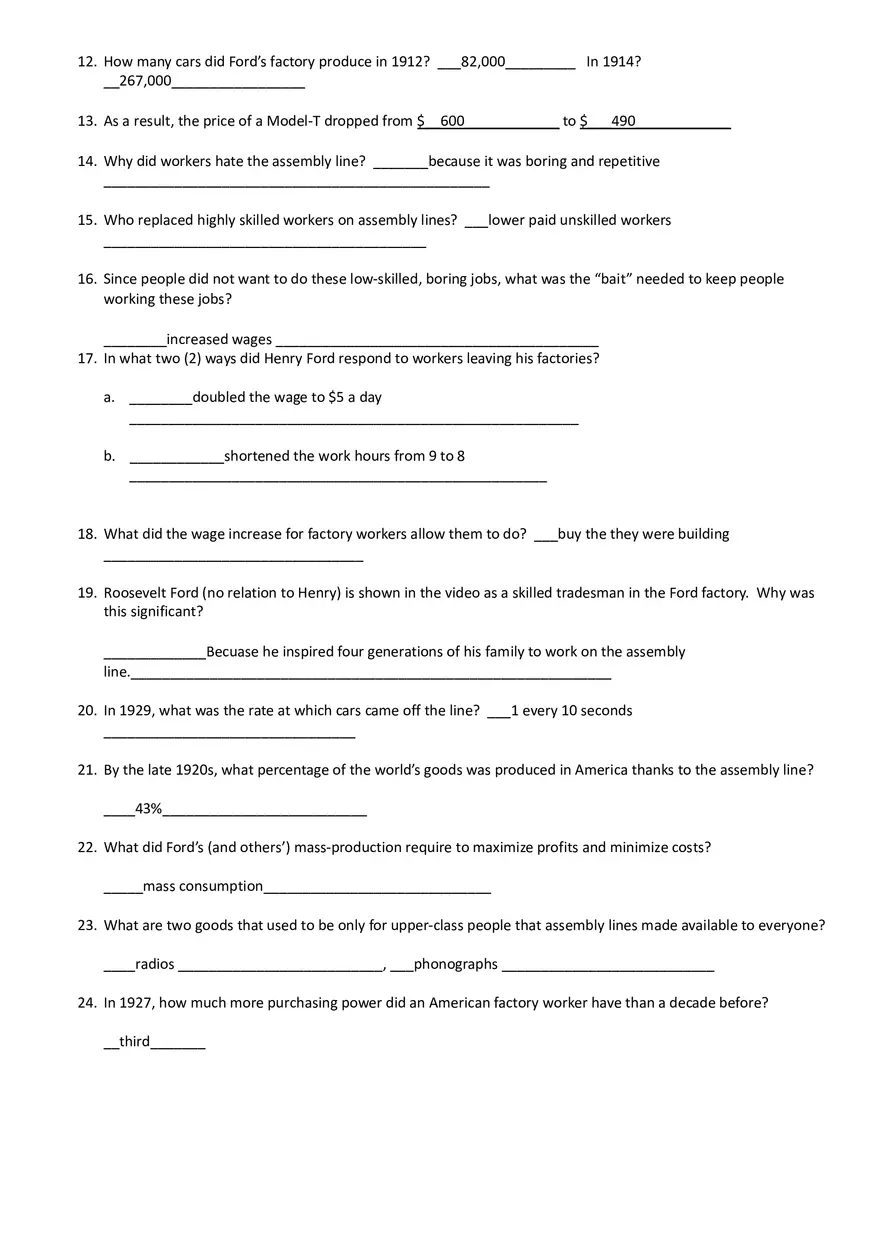 Worksheet The Assembly Line - Page 2