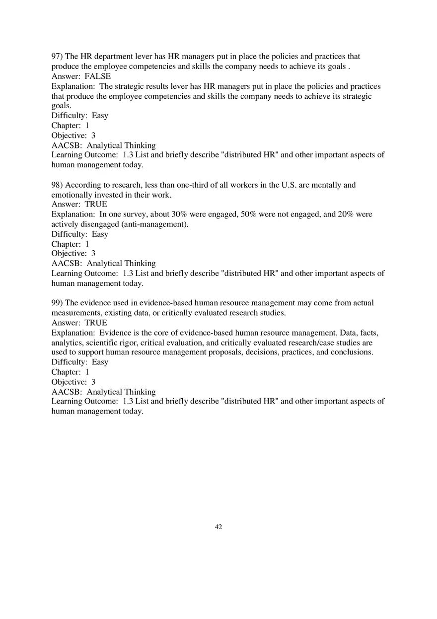 Chapter 1 Introduction to Human Resource Management True False 3 - Page 2