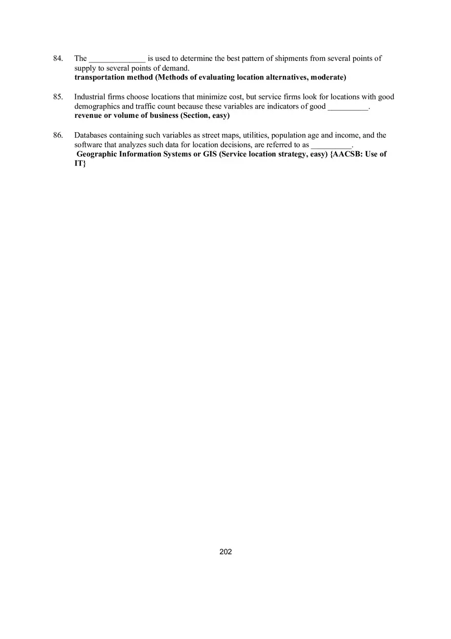 Chapter 8 Location Strategies Fill-In-The-Blank - Page 2