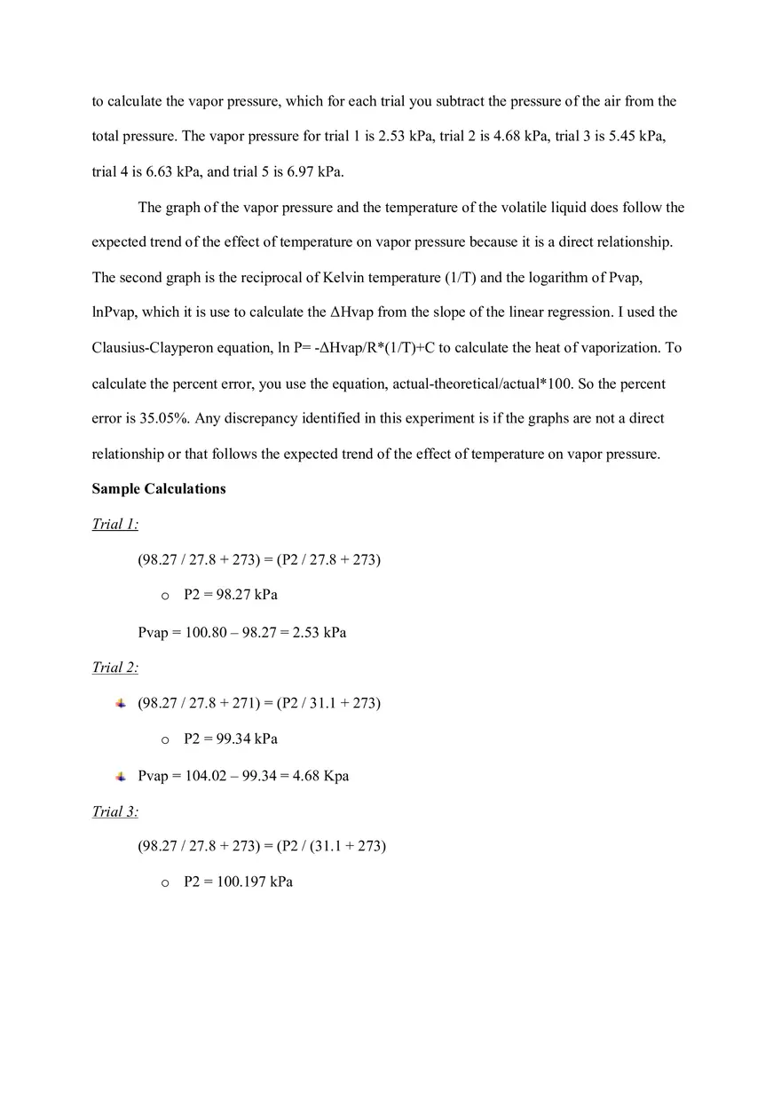 Vapor Pressure and Heat of Vaporization - Page 3