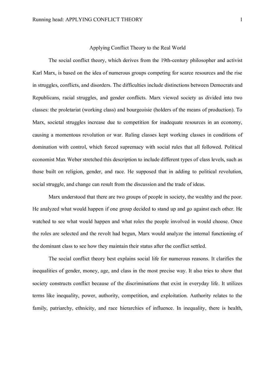 Applying Conflict Theory to the Real World - Page 1