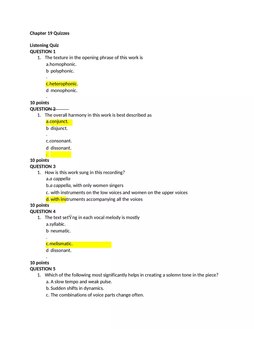 Music Chapter 19 Quizzes - Page 1