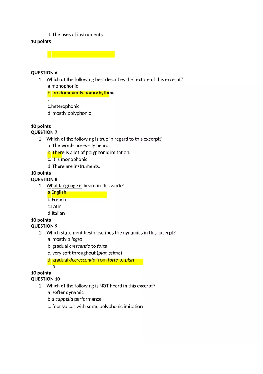Music Chapter 19 Quizzes - Page 2