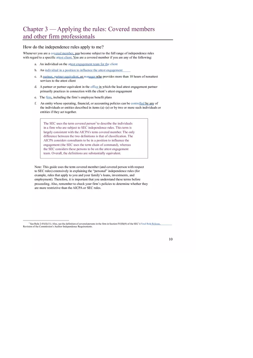 Chapter 3 Applying the Rules Covered Members and Other Firm Professionals - Page 1