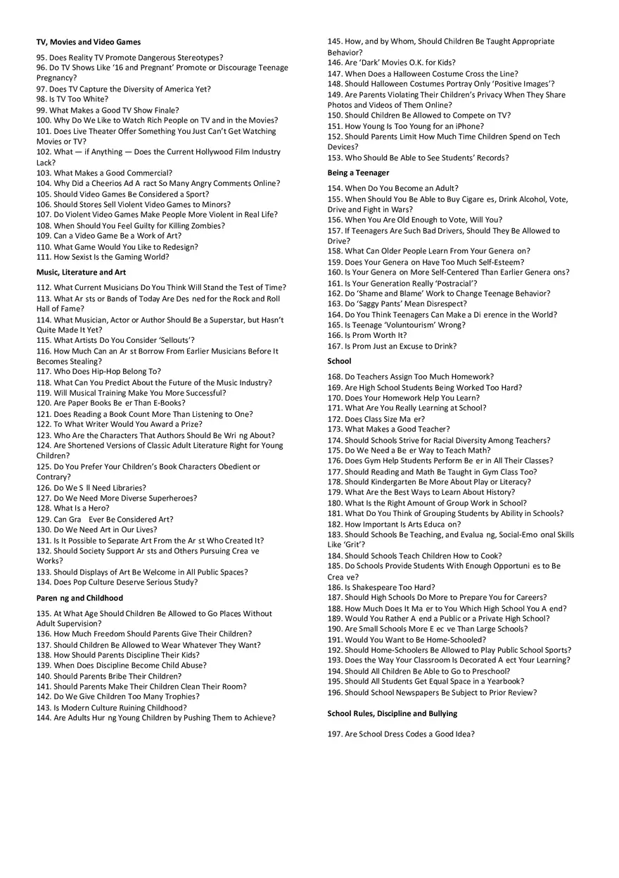 401 Prompts for Argumentative Writing - Page 2