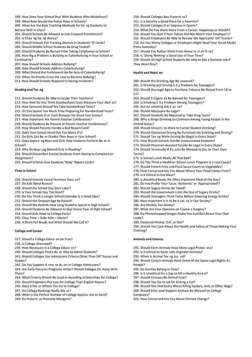 401 Prompts for Argumentative Writing - Page 3
